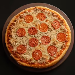 the pizza is on the plate ready to be eaten