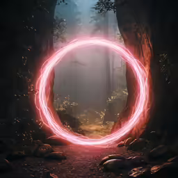 a light painting photograph with many circles all around it