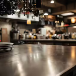 a group of dishes are on a bar at the restaurant