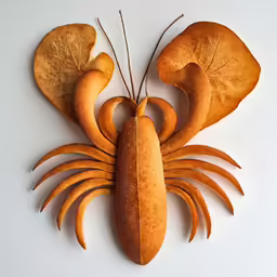 a sculpture of a small orange insect on display