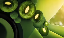 several slices of sliced fruit that are arranged into two spirals