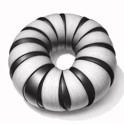a black and white photograph of a ring shaped pillow