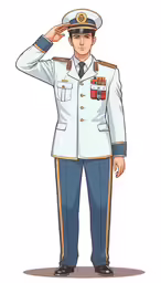a drawing of an uniform with a man in a military dress