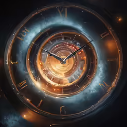 a clock is shown against a dark background