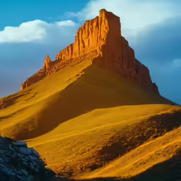 a large rock formation standing in the sun