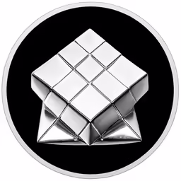 the silver cube on a black background
