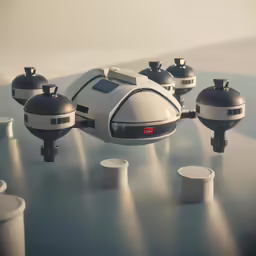 a group of objects are floating on a surface