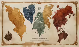 a piece of paper has colored world maps on it