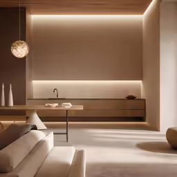 an elegant living area features light from above