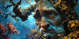 an old man is looking into the distance