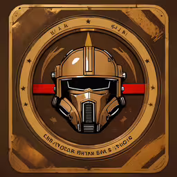 the emblem for the star wars sith vader helmet,a helmet that has some writing on it