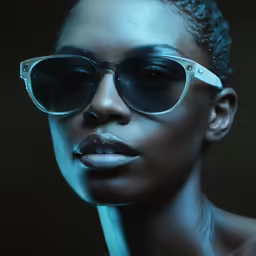 the woman wearing a black sunglasses is posing for the camera