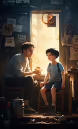 an image of a kid sitting on top of a chair in front of a window