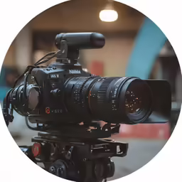 the camera is on the tripod ready to film
