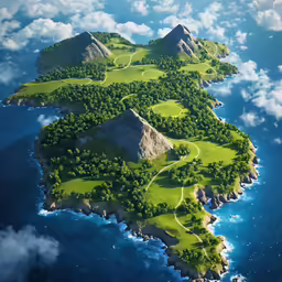 an island floating in the air covered in trees