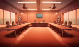 a conference room with two large conference tables