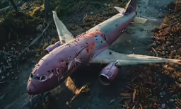 an airplane is shown partially washed and left