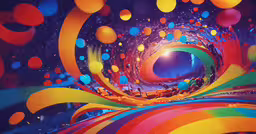 a bunch of colorful bubbles floating over a black background,an abstract image of colorful shapes and colors