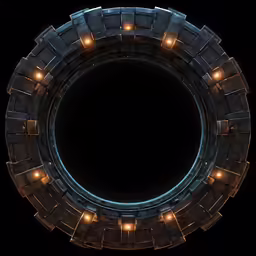a circular circle shape made up of glowing lights in the dark
