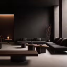 this is a photo of a living room with many couches and tables