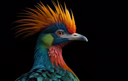 colorful bird with a long hair and large beak