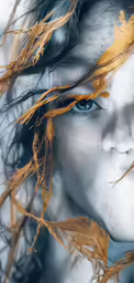 a young girl looks into the camera with long hair flying in the wind