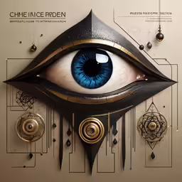 a blue eye is hanging out in front of a drawing