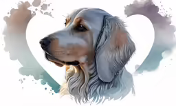the head and chest of a golden retriever is drawn with watercolors
