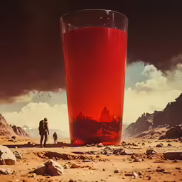 a drink glass that is on the ground