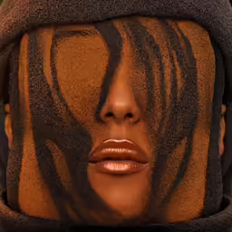 a woman with her hair pulled back behind her face