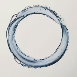blue ink in white background with circle on the side