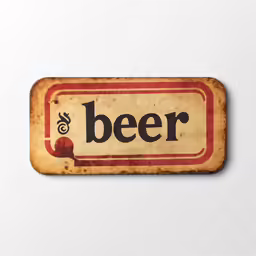 an old beer bottle tag is displayed on a wall