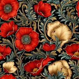some red flowers with green leaves on them