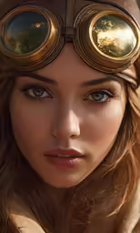 a beautiful blond woman with goggles on her face