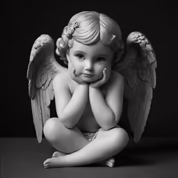 a girl sitting on the floor wearing angel wings