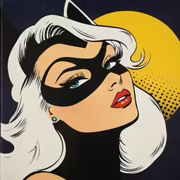 a lady with blue eyes is shown with the moon behind her