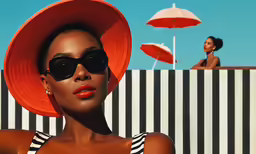 there is an image of woman in a hat and sunglasses