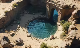 an image of a stone bridge over a pond
