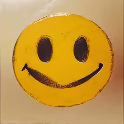 a yellow painted smiley face on an object