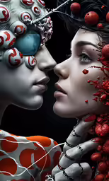a couple of woman in the same image, each with different faces and body parts