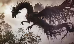 a dragon with its wings out and its claws extended