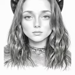 a drawing of a girl with cat ears