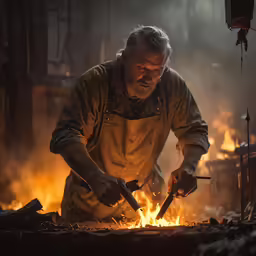 a man is using a flame to make something