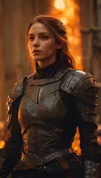 a woman dressed as the game of thrones, looks towards the camera