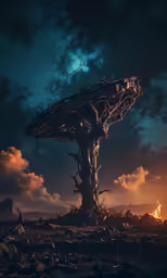 the space station looks like a tree on a small island