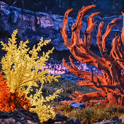some strange looking plants that are in the water