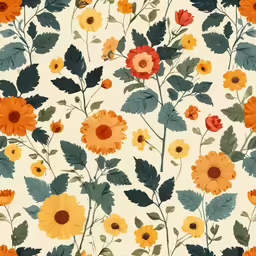 flower design pattern with multi - colored flowers