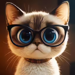 a close up of a cat wearing glasses