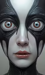 a close up of a person with very large eyes