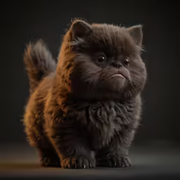 this is a brown pomeranian dog sitting on a black table